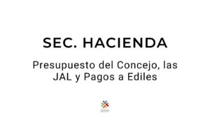 Presupuesto del Concejo, las JAL y Pagos a Ediles